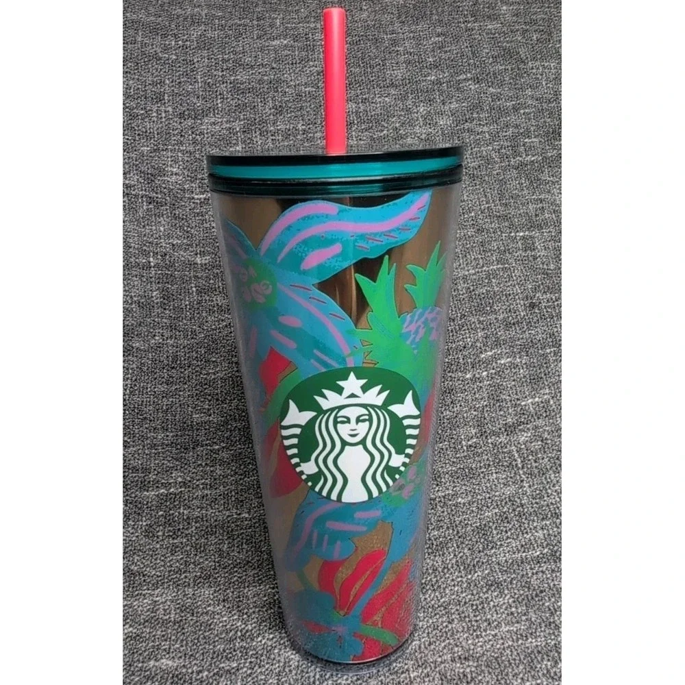 Starbucks 2022 Forest Dream Aqua Terra Floral Venti 24oz Cold Cup Tumbler RARE